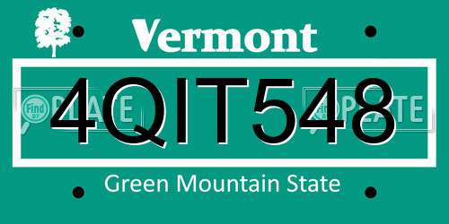 4QIT548 Vermont License Plate
