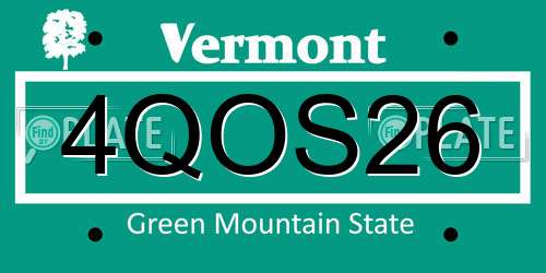 4QOS26 Vermont License Plate