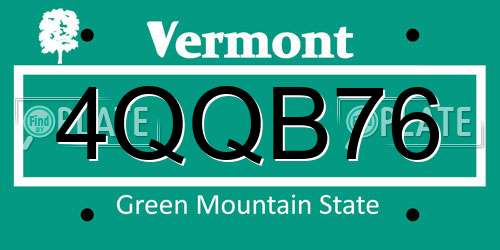 4QQB76 Vermont License Plate