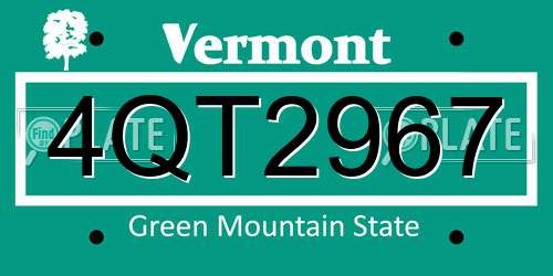 4QT2967 Vermont License Plate