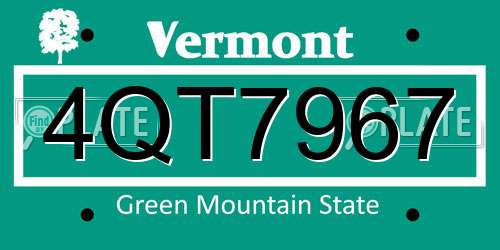 4QT7967 Vermont License Plate
