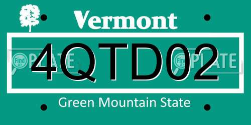 4QTD02 Vermont License Plate
