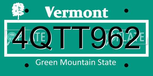 4QTT962 Vermont License Plate