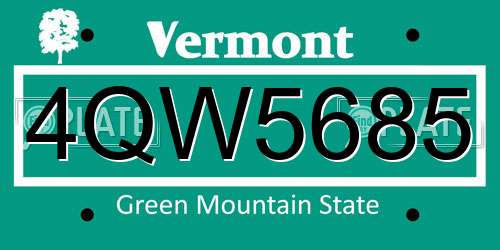 4QW5685 Vermont License Plate
