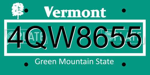 4QW8655 Vermont License Plate