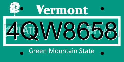 4QW8658 Vermont License Plate