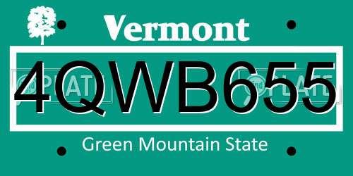 4QWB655 Vermont License Plate