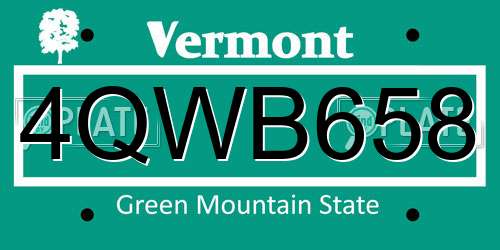 4QWB658 Vermont License Plate