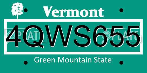 4QWS655 Vermont License Plate