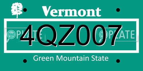 4QZ007 Vermont License Plate