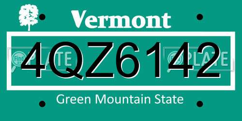4QZ6142 Vermont License Plate