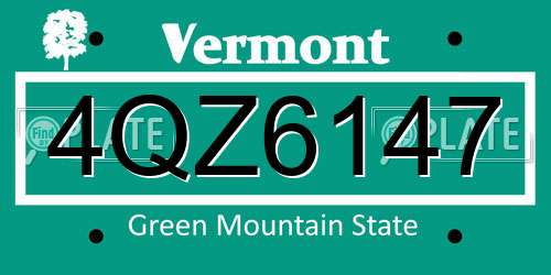 4QZ6147 Vermont License Plate
