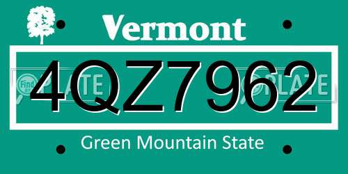 4QZ7962 Vermont License Plate