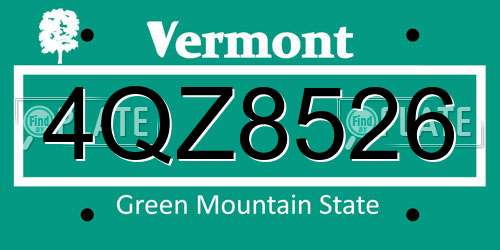 4QZ8526 Vermont License Plate