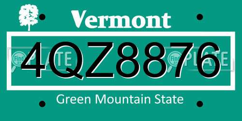 4QZ8876 Vermont License Plate