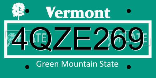 4QZE269 Vermont License Plate