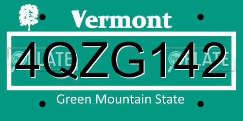 4QZG142 Vermont License Plate