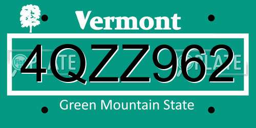4QZZ962 Vermont License Plate