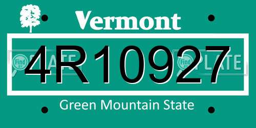 4R10927 Vermont License Plate