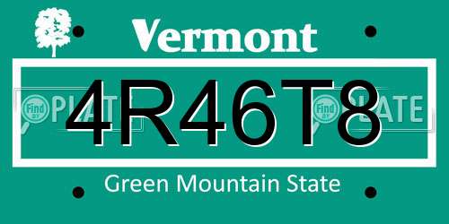 4R46T8 Vermont License Plate