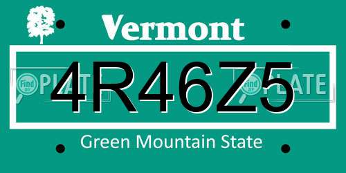 4R46Z5 Vermont License Plate