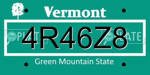 4R46Z8 Vermont License Plate