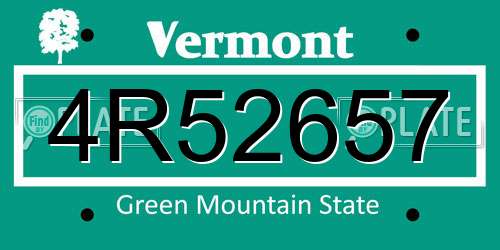 4R52657 Vermont License Plate