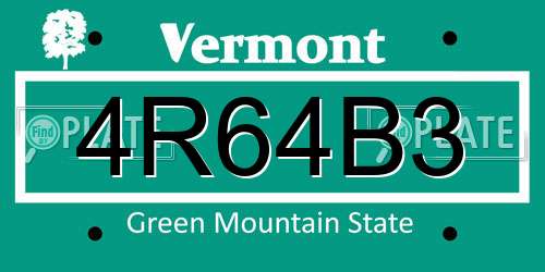 4R64B3 Vermont License Plate