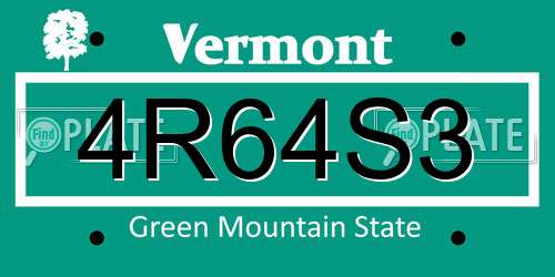 4R64S3 Vermont License Plate