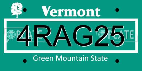 4RAG25 Vermont License Plate