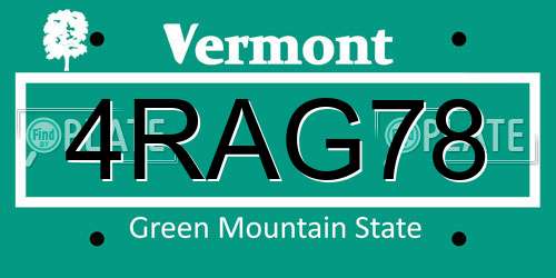 4RAG78 Vermont License Plate