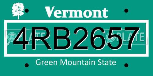 4RB2657 Vermont License Plate