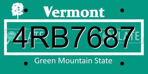 4RB7687 Vermont License Plate