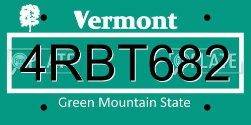 4RBT682 Vermont License Plate