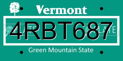 4RBT687 Vermont License Plate