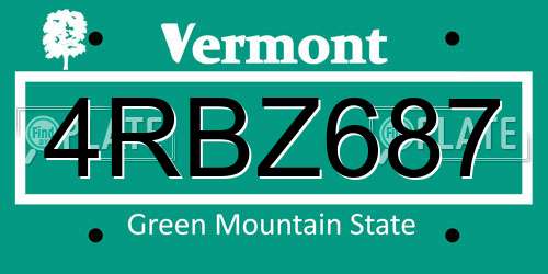 4RBZ687 Vermont License Plate