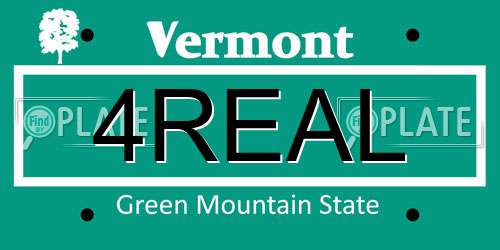 4REAL Vermont License Plate