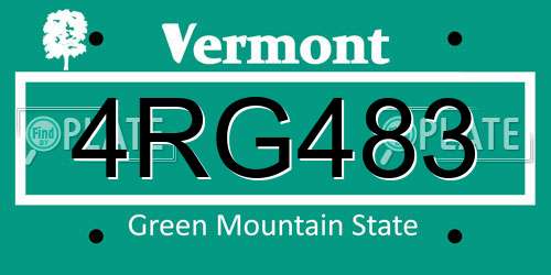 4RG483 Vermont License Plate