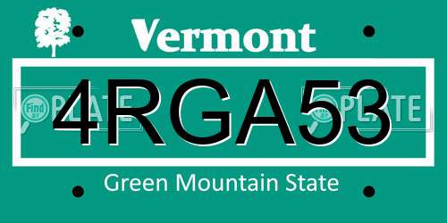 4RGA53 Vermont License Plate