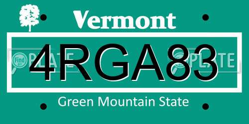 4RGA83 Vermont License Plate