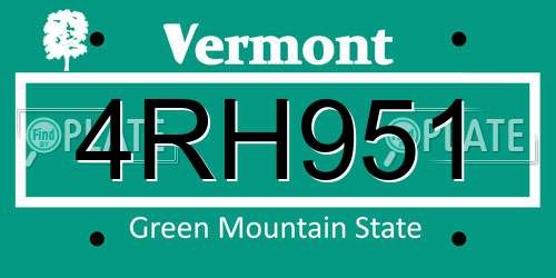 4RH951 Vermont License Plate