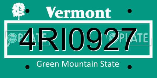 4RI0927 Vermont License Plate