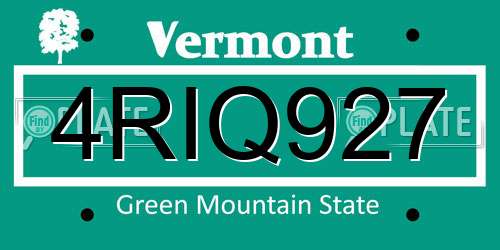 4RIQ927 Vermont License Plate