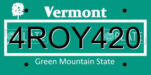 4ROY420 Vermont License Plate