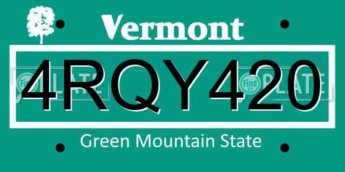 4RQY420 Vermont License Plate