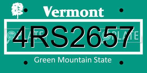 4RS2657 Vermont License Plate