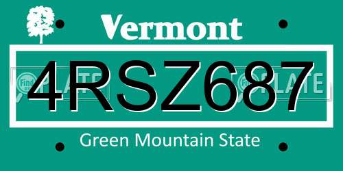 4RSZ687 Vermont License Plate