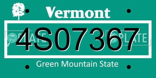 4S07367 Vermont License Plate
