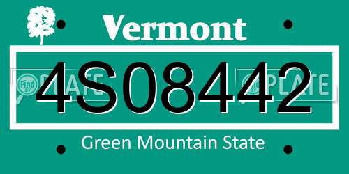 4S08442 Vermont License Plate