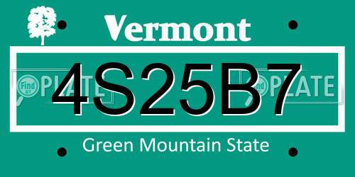 4S25B7 Vermont License Plate